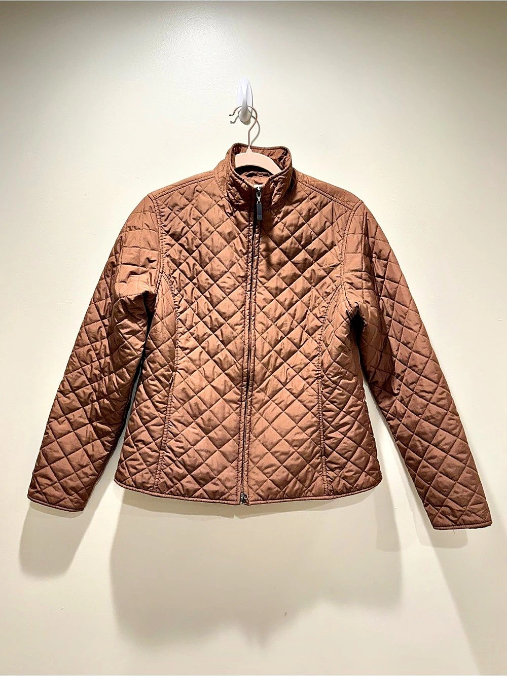 Cutter & Buck Quilted Jacket Women’s Medium Brown Diamond Stitch Full Zip